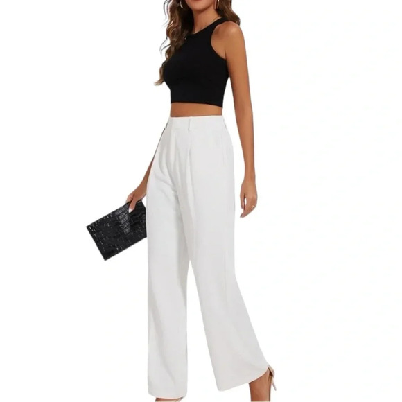 NWT Women’s Wide Leg Pants High Elastic Waisted Business Work Trousers - Picture 5 of 6